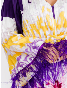 Printed Satin Pleated Maxi Dress