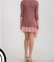 3/4 Sleeve Loose Fit Ruffled Tunic/Dress