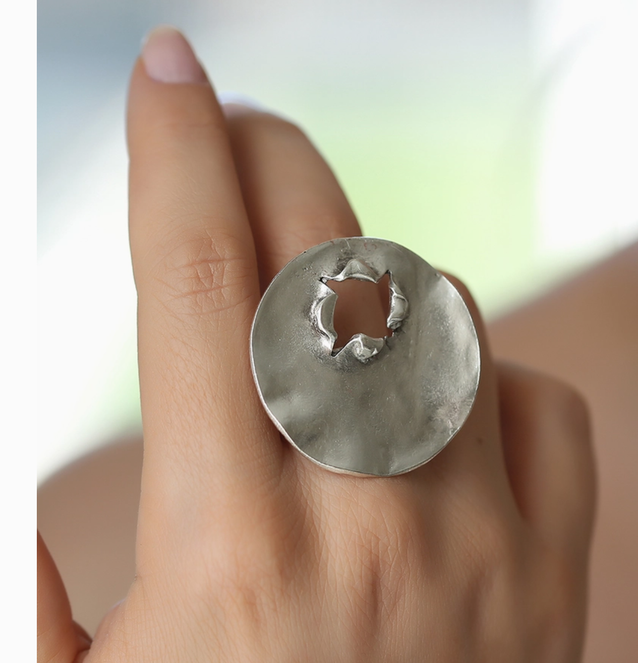 Antique Silver Breakthrough Statement Ring