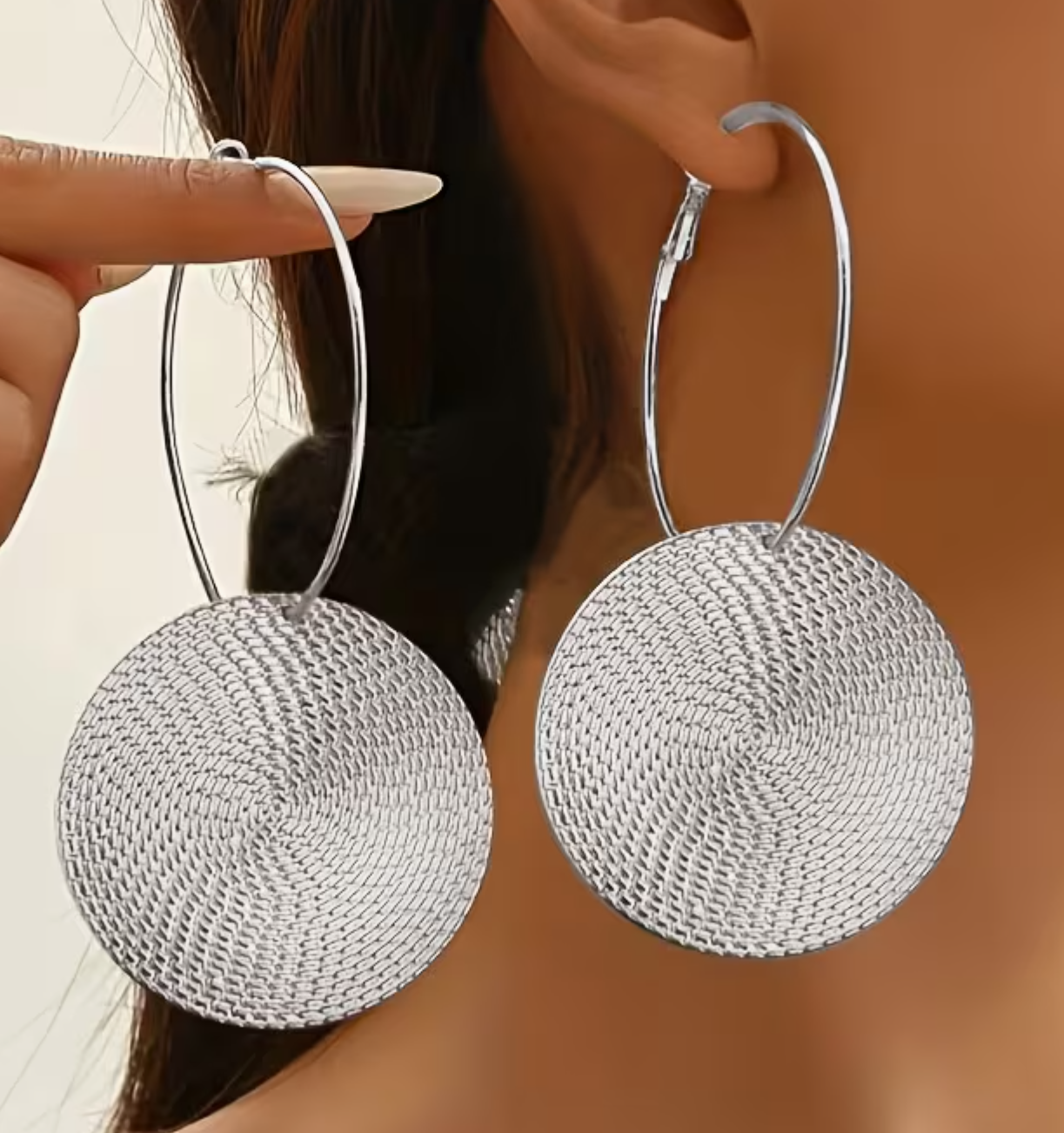 Textured Disc Hoop Earrings