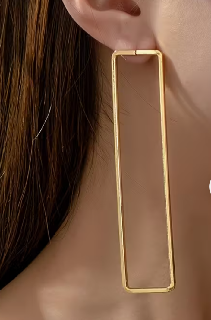 Exaggerated Hollow Rectangle Design Earrings