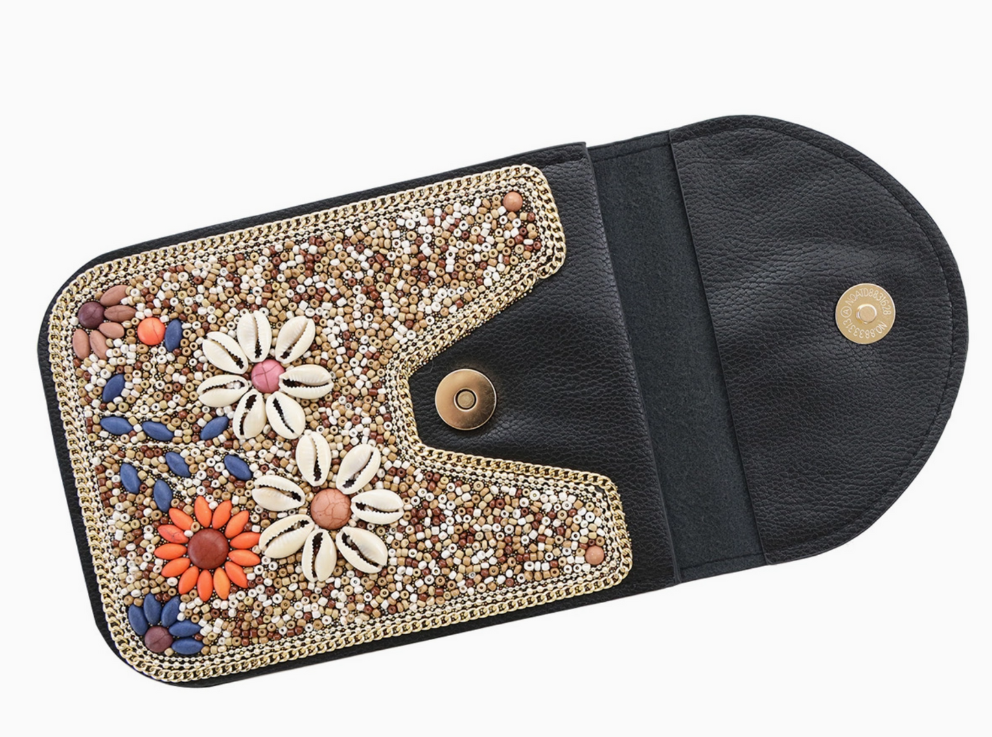 Hand-beaded Vegan Leather Crossbody
