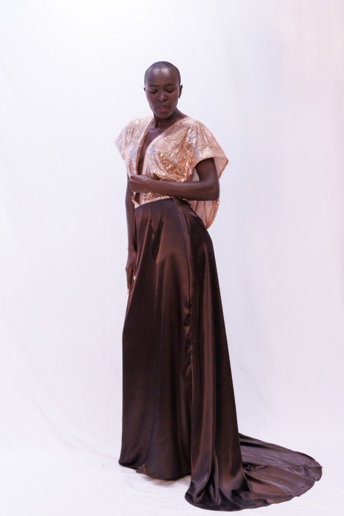 Designer Rose Gold Sequin Gown