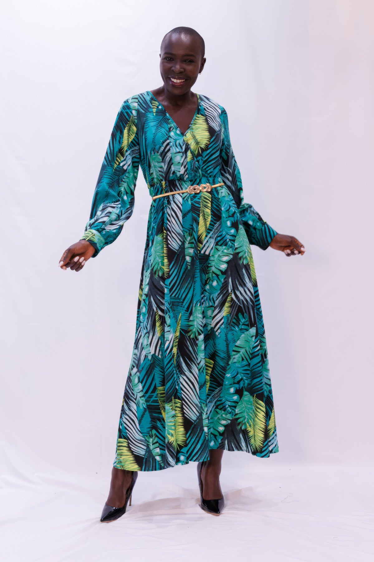 Flowing Rainforest Midi Dress