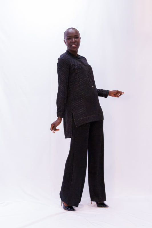 Dotted Swiss Baded Collar Tunic Top
