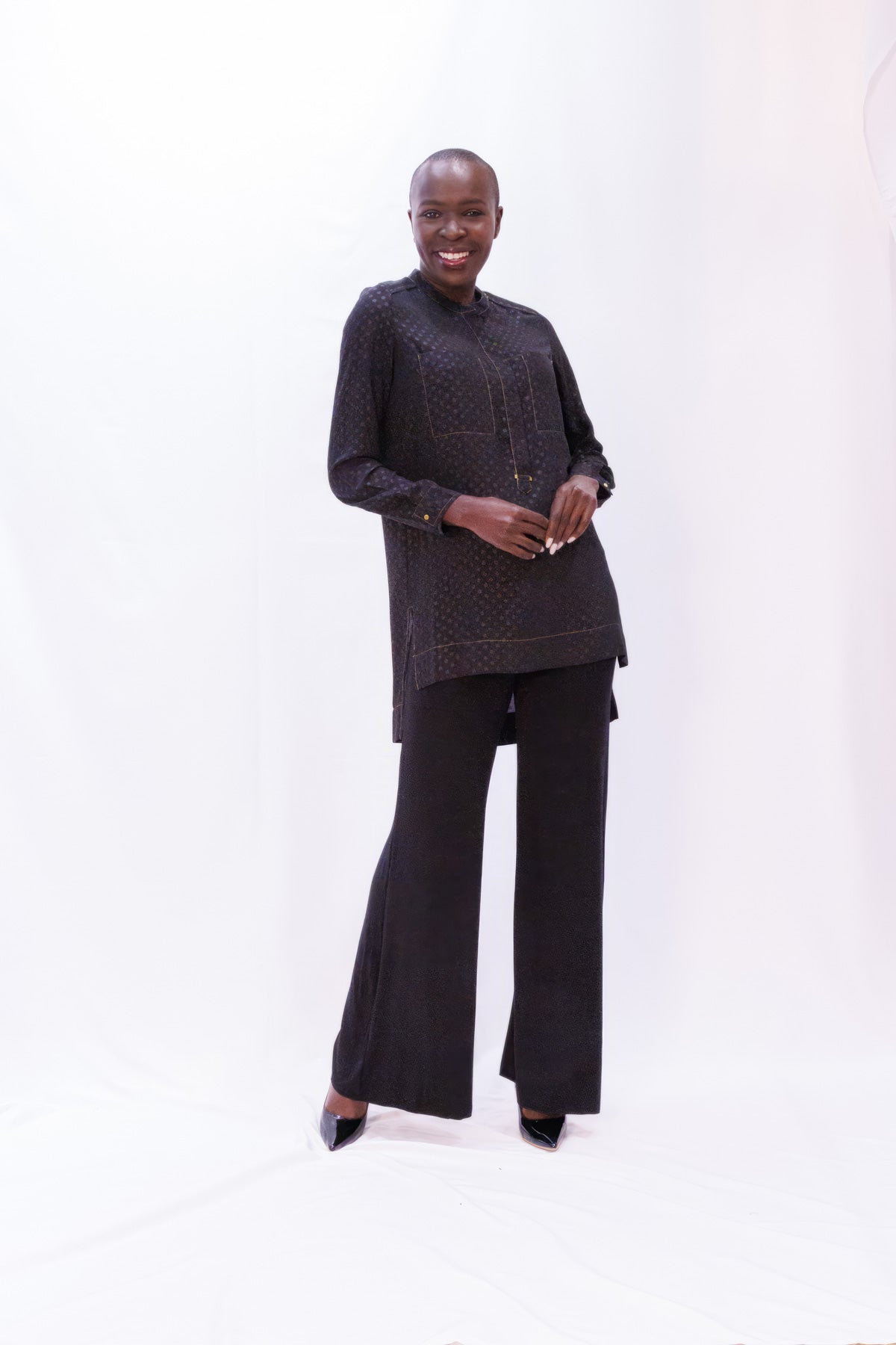 Dotted Swiss Baded Collar Tunic Top