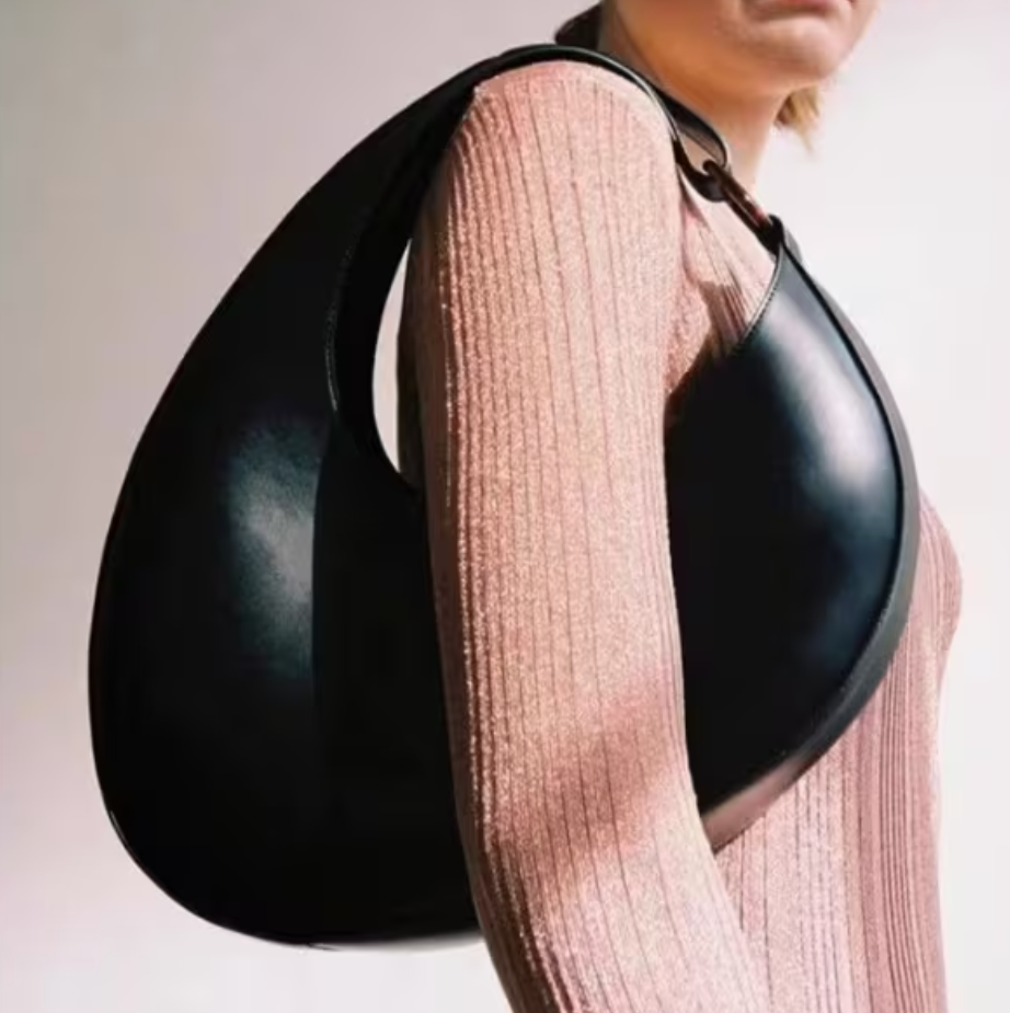 Elliptical Leather Shoulder Bag