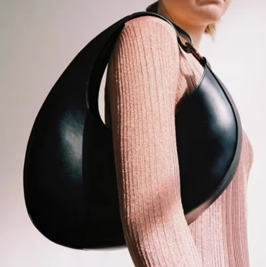 Elliptical Leather Shoulder Bag