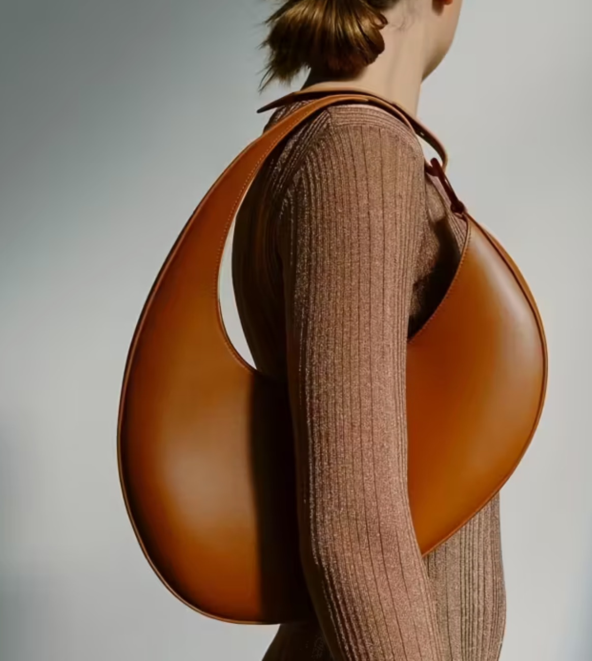 Elliptical Leather Shoulder Bag
