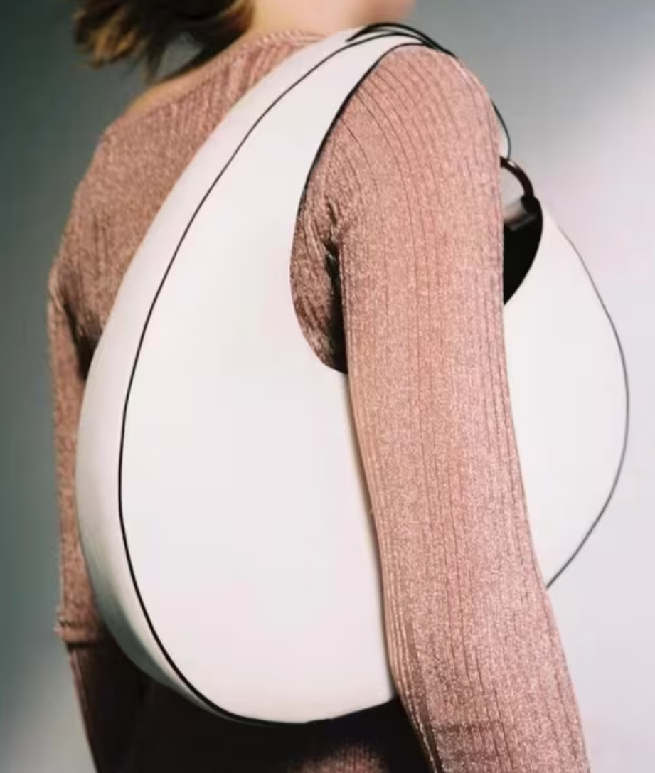 Elliptical Leather Shoulder Bag