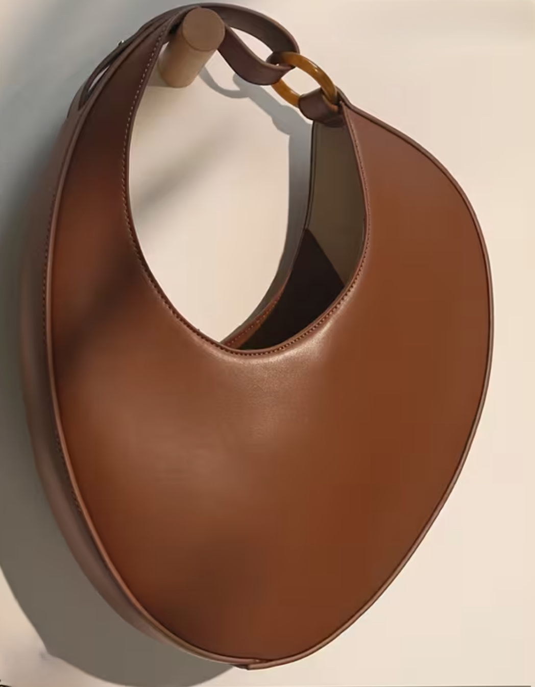 Elliptical Leather Shoulder Bag