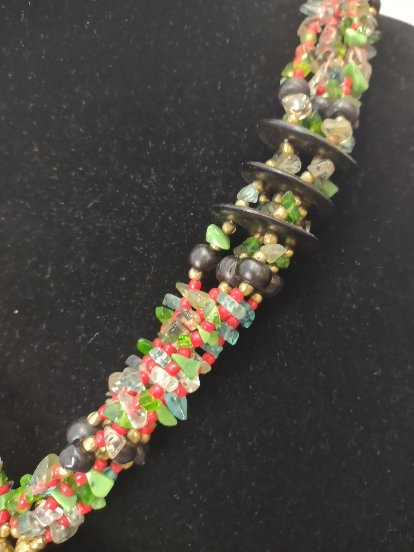Tribal Statement Necklace (Black/Green)