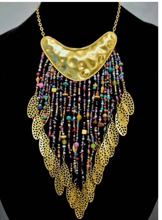 Mixed Bead Gemstone Bib Necklace