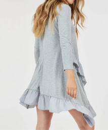3/4 Sleeve Loose Fit Ruffled Tunic/Dress