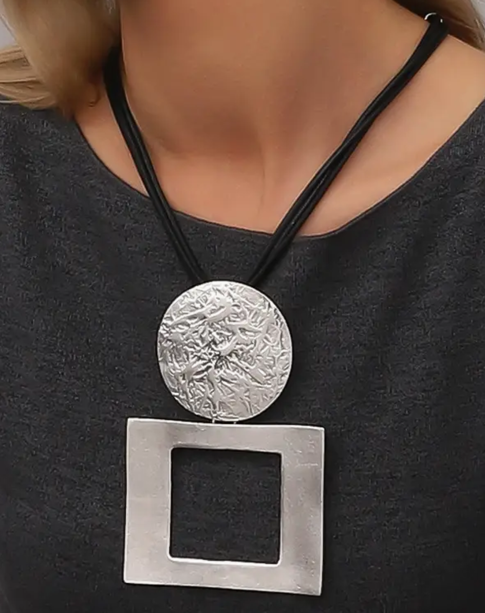 Antique Silver Geometric Statement Necklace