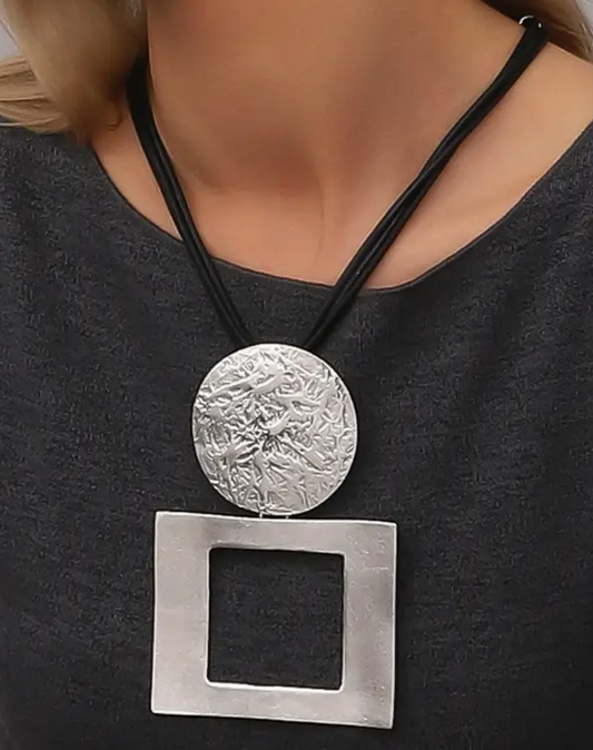 Antique Silver Geometric Statement Necklace