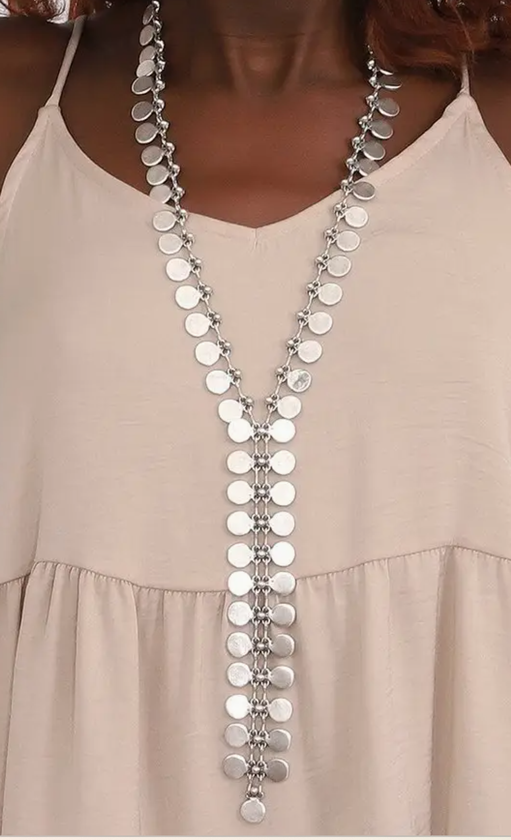 Antique Silver Boho Skeletal Drop Necklace