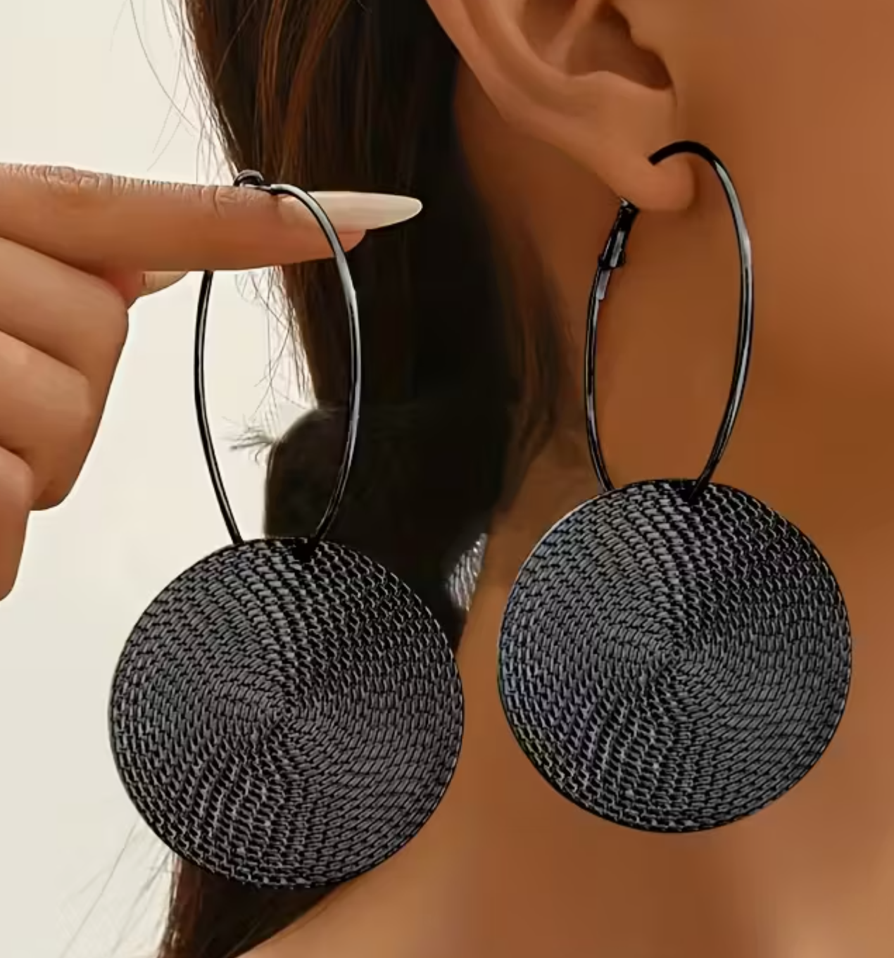 Textured Disc Hoop Earrings