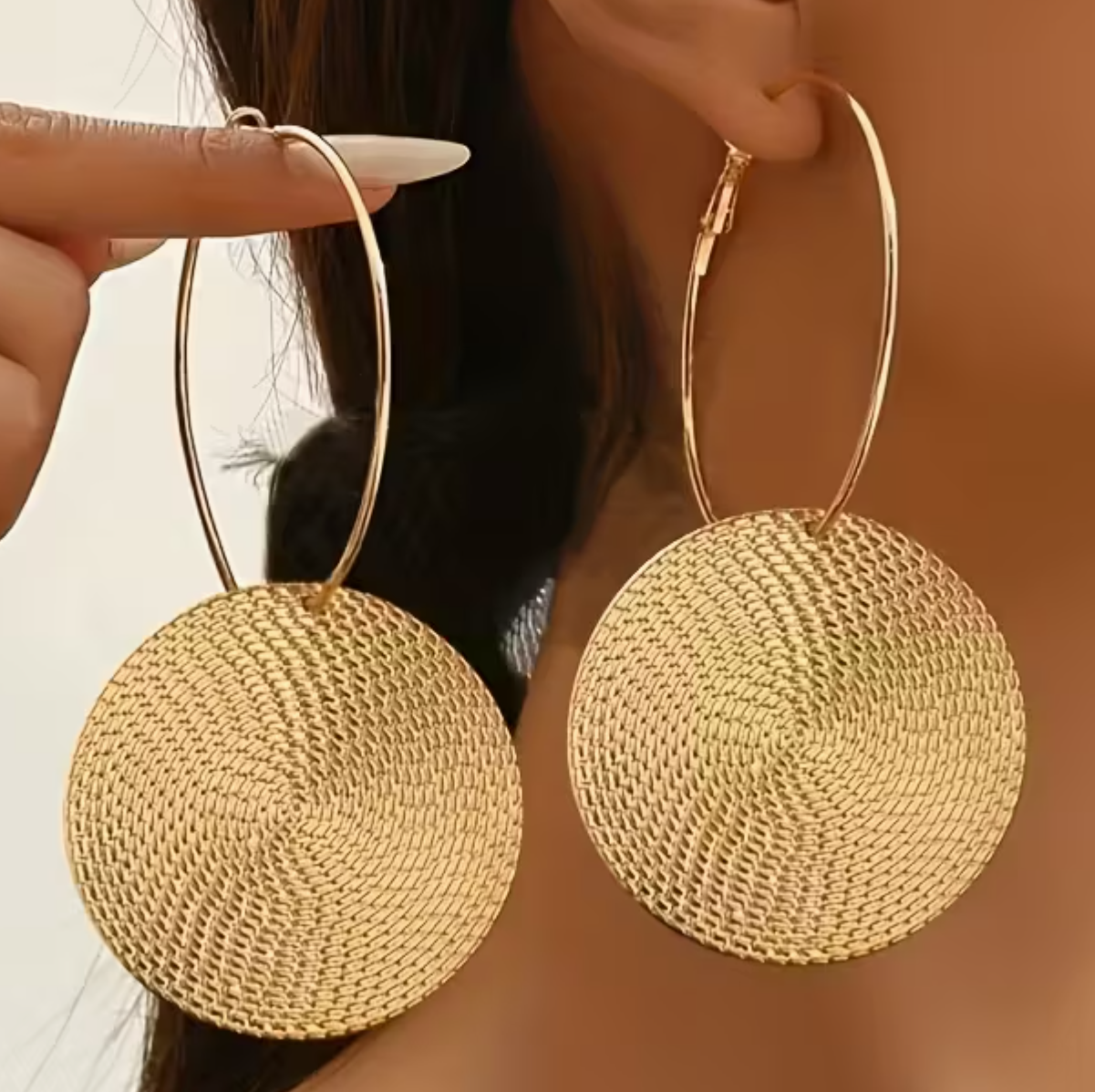 Textured Disc Hoop Earrings