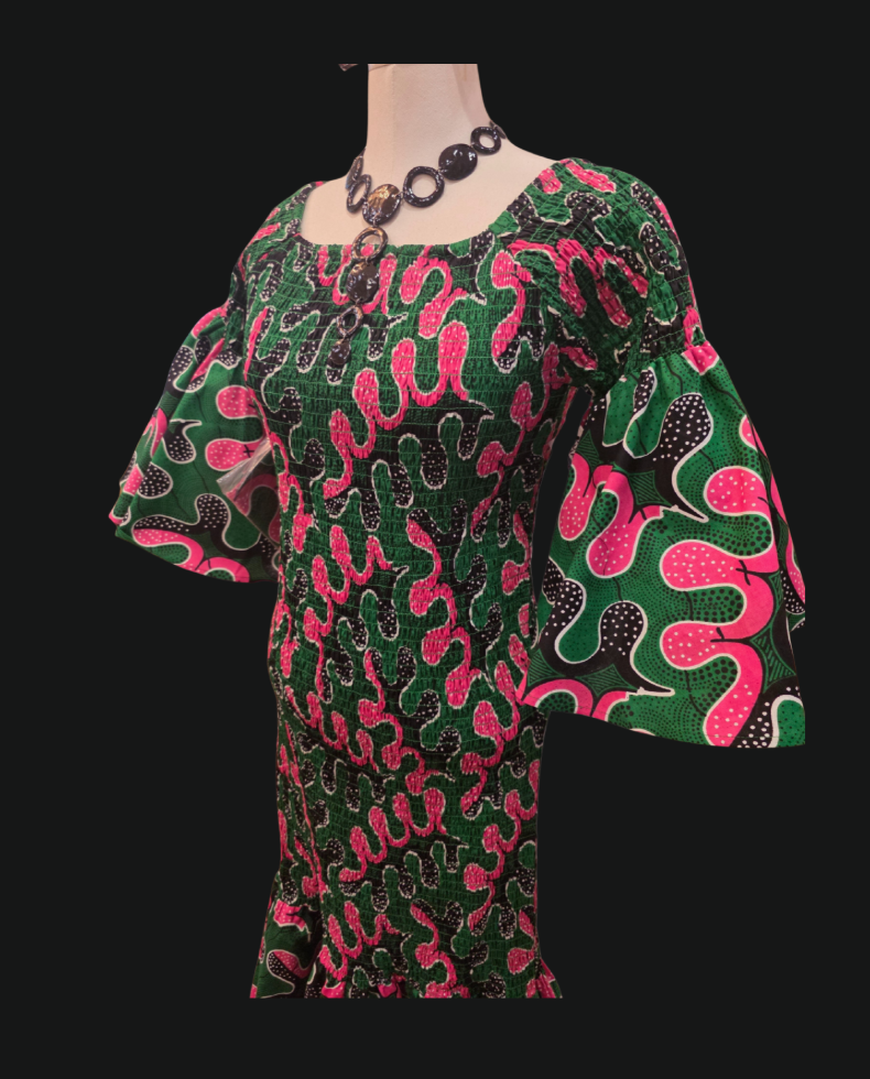Pink & Green Ankara Stretch Maxi