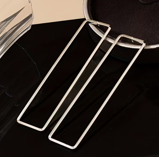 Exaggerated Hollow Rectangle Design Earrings