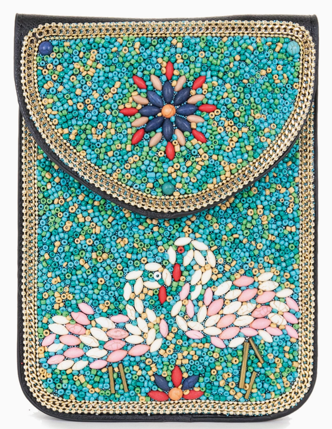 Hand-beaded Vegan Leather Crossbody