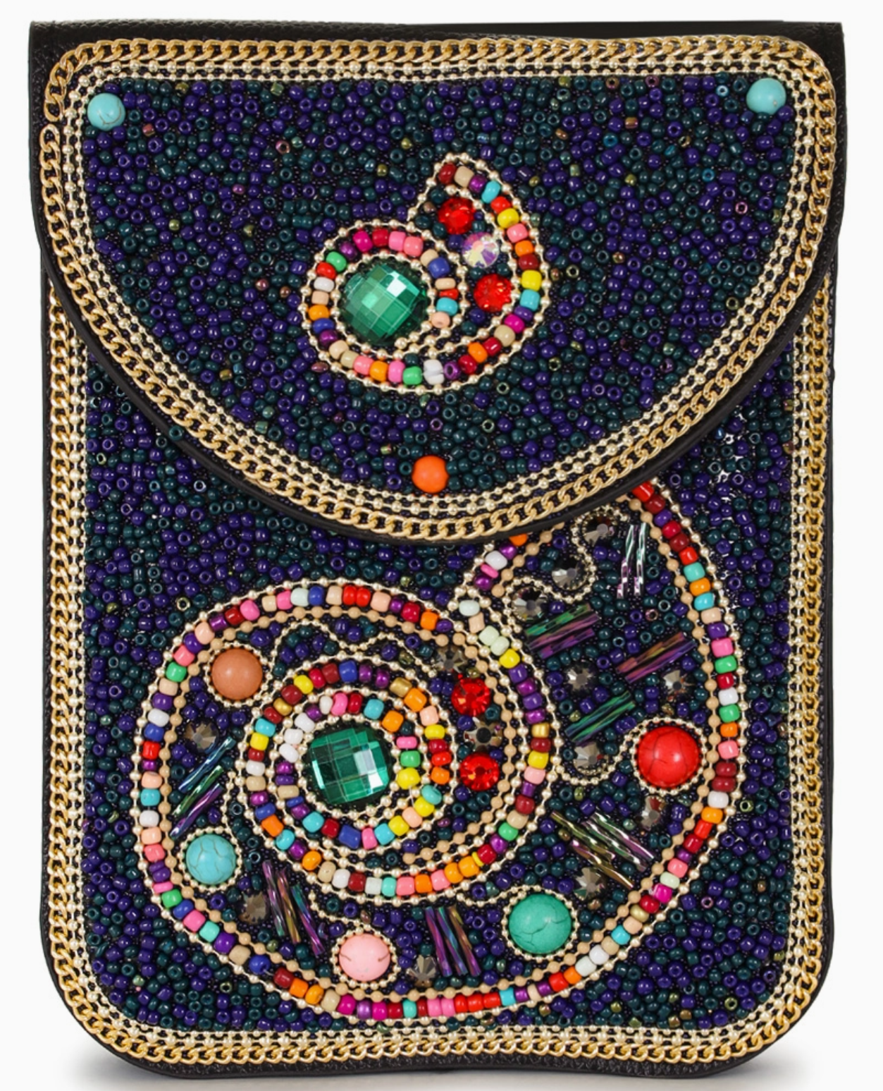 Hand-beaded Vegan Leather Crossbody