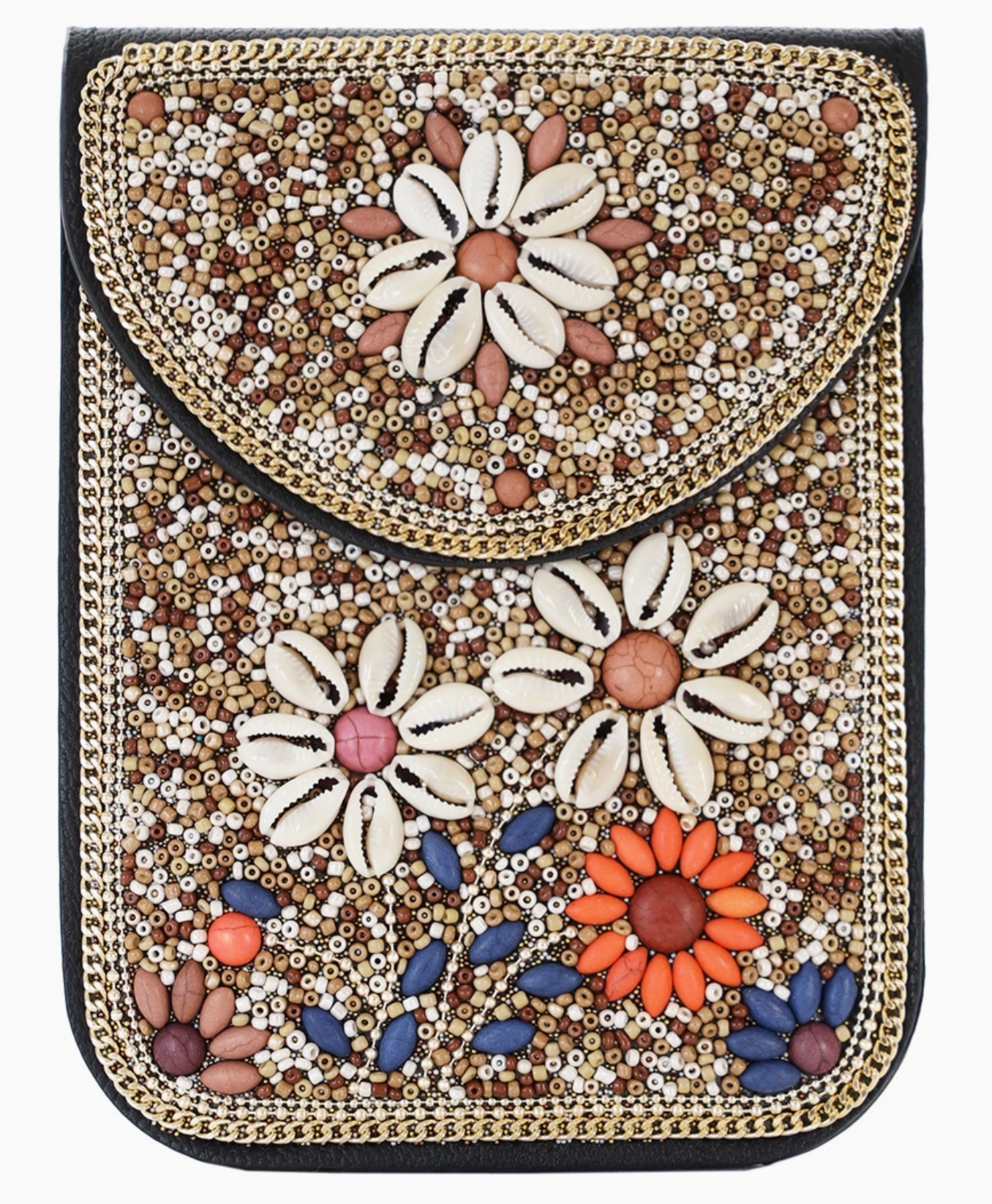 Hand-beaded Vegan Leather Crossbody