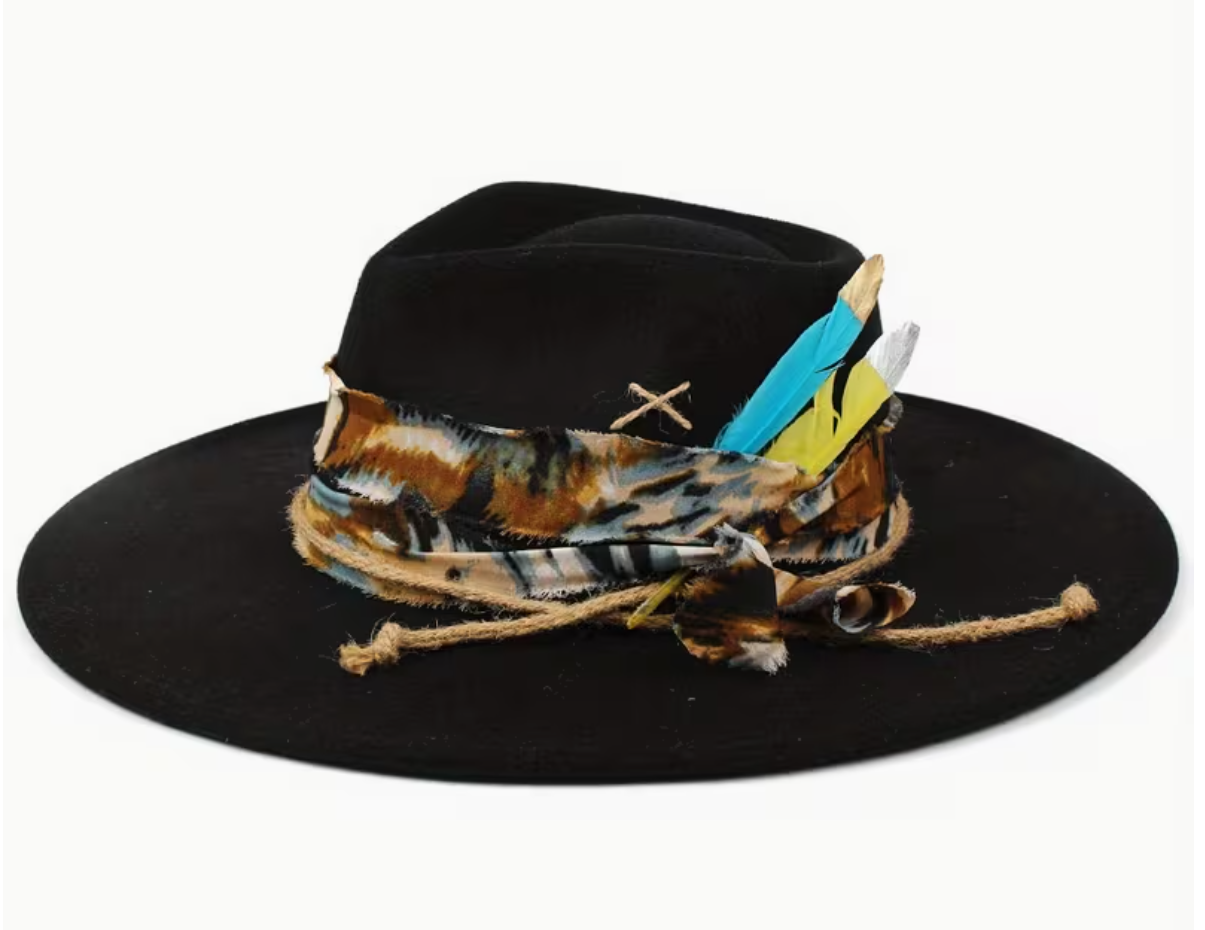 Designer Embellished Felt Fedora