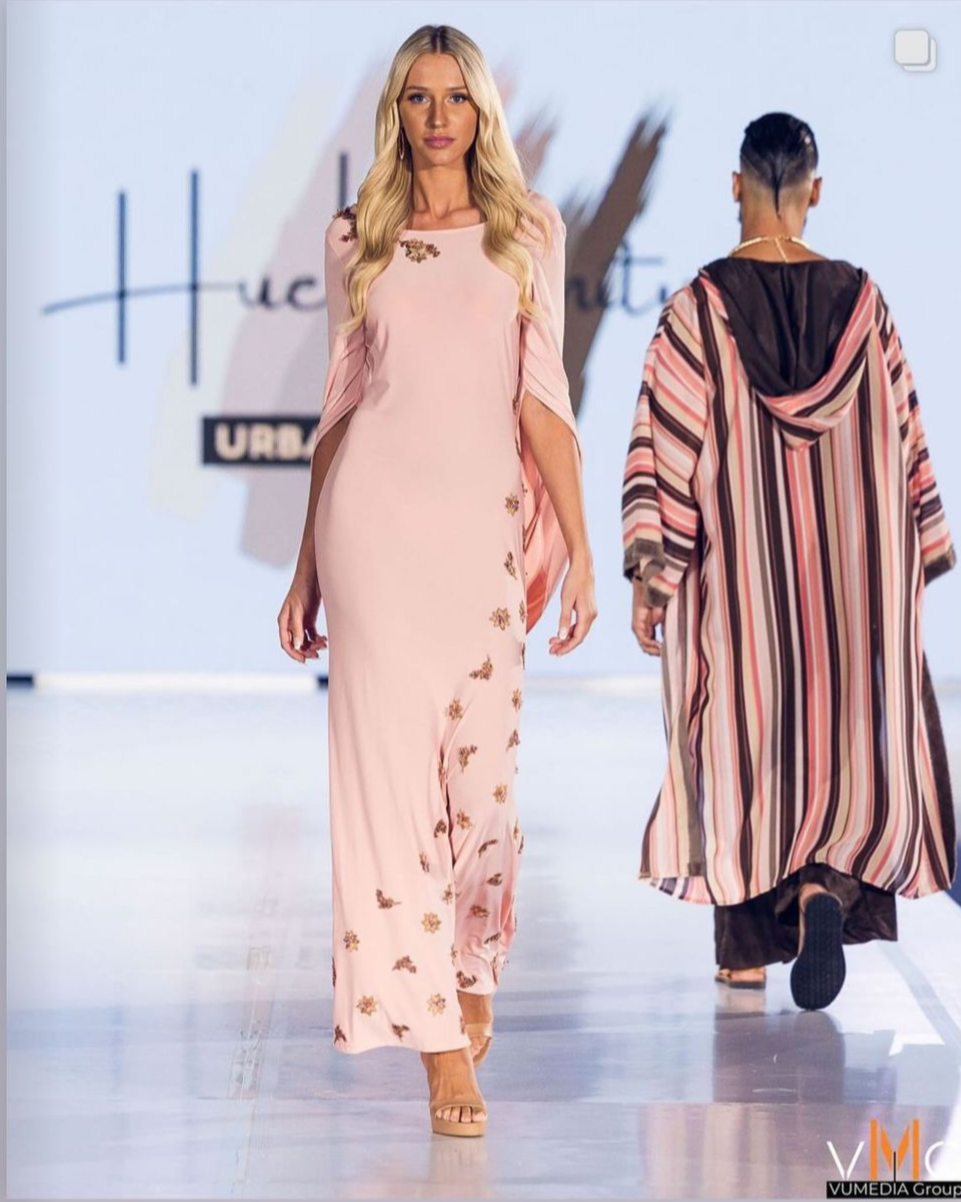Embroidered Salmon Knit Gown