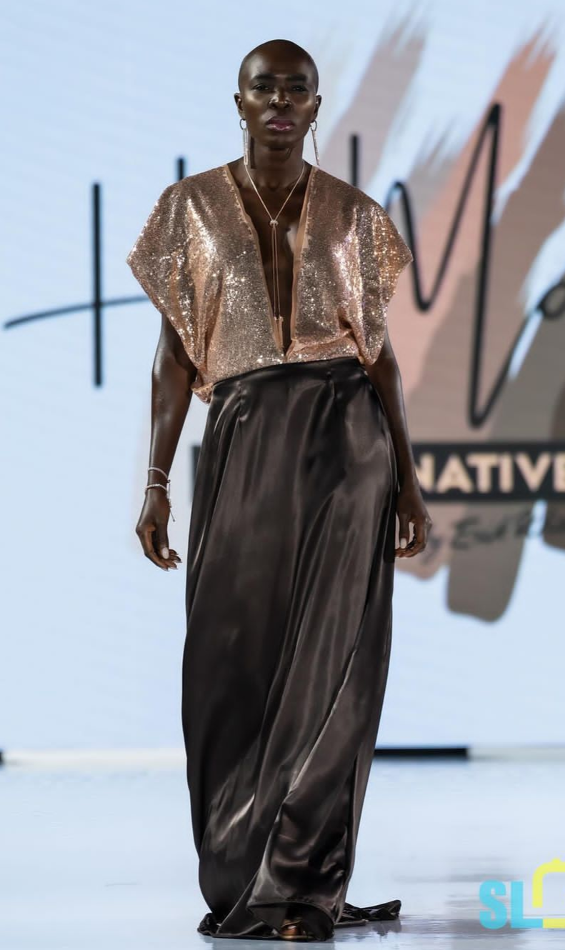 Designer Rose Gold Sequin Gown
