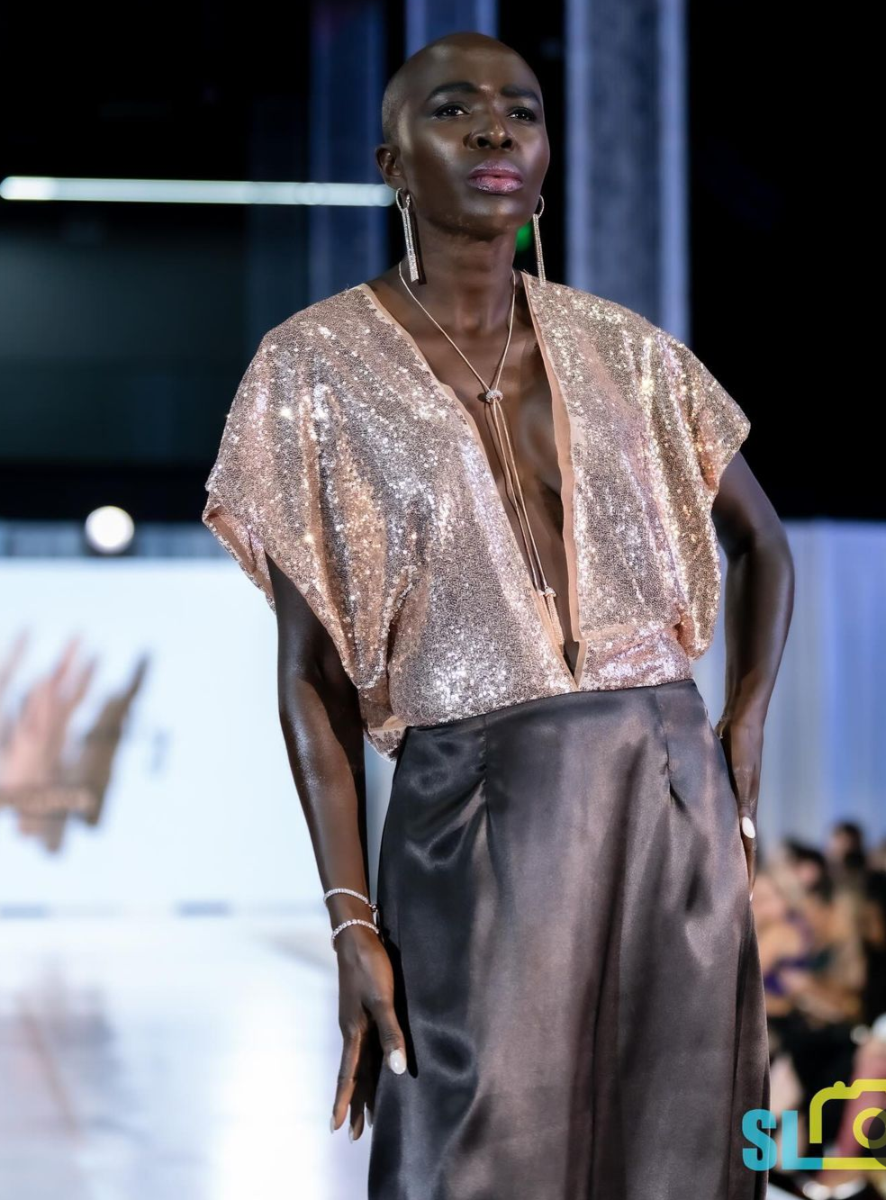 Designer Rose Gold Sequin Gown