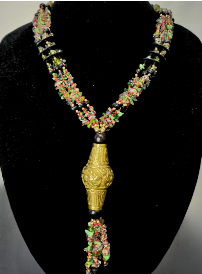 Tribal Statement Necklace (Black/Green)