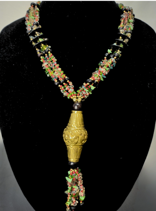 Tribal Statement Necklace (Black/Green)